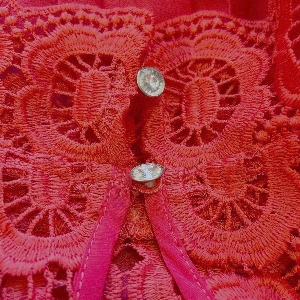 Little Mistress Maternity Dress NWT Size 10 Pleated Midi Lace Coral Pink - Picture 3 of 9